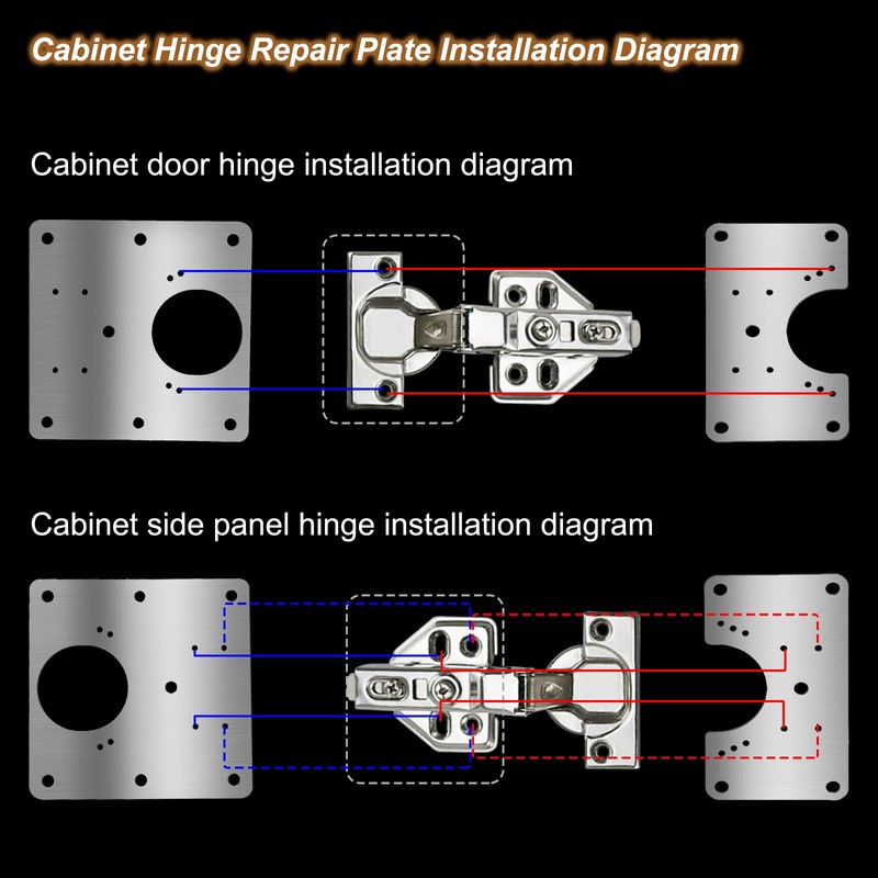 6 Pcs Cabinet Door Hinge Repair Plates, Cabinet Hinge Repair