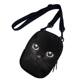 Suobstales Black Cat Print Messenger Bag for Women Zipper Purse Crossbody Bags with Adjustable Strap Small Shoulder Bag Casual Sling Pack Portable Mobile Phone Coin Pouch