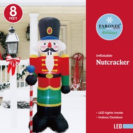 FARONZE Christmas Inflatable Nutcracker Soldier Blow-up Lighted Indoor & Outdoor Christmas Yard Lawn Decoration with Built-in Fan and Anchor Ropes (Christmas Nutcracker Soldier)