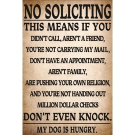 No Soliciting Sign No Soliciting Metal Tin Poster Home Door Decor Metal Sign Funny Tin Poster For Livingroom Badroom 12x16 Inch