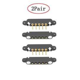 2 Pair Magnetic Bend Pogo Pin Connector with Location Hole, 2/3/4/5/7/8Pin 2A Pogopin Magnetic Connector Male+Female 2.54MM Through Holes Spring Loaded Connectors DC Charge Power Socket (5Pin)