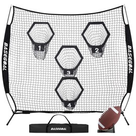 BaseGoal 8 x 8ft Football Nets for Throwing,Football Target,Quarterback Training Equipment with 4 Target Pockets for Improving Football Accuracy Throwing (Black)