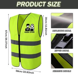 Xionghonglong Mesh Safety Vest, Jga Men's Vest, Stag Party, Men's Costume, Decoration, High Visibility Vest, Creative Gifts for Men, Stag Night Accessories, Washable, Green, L