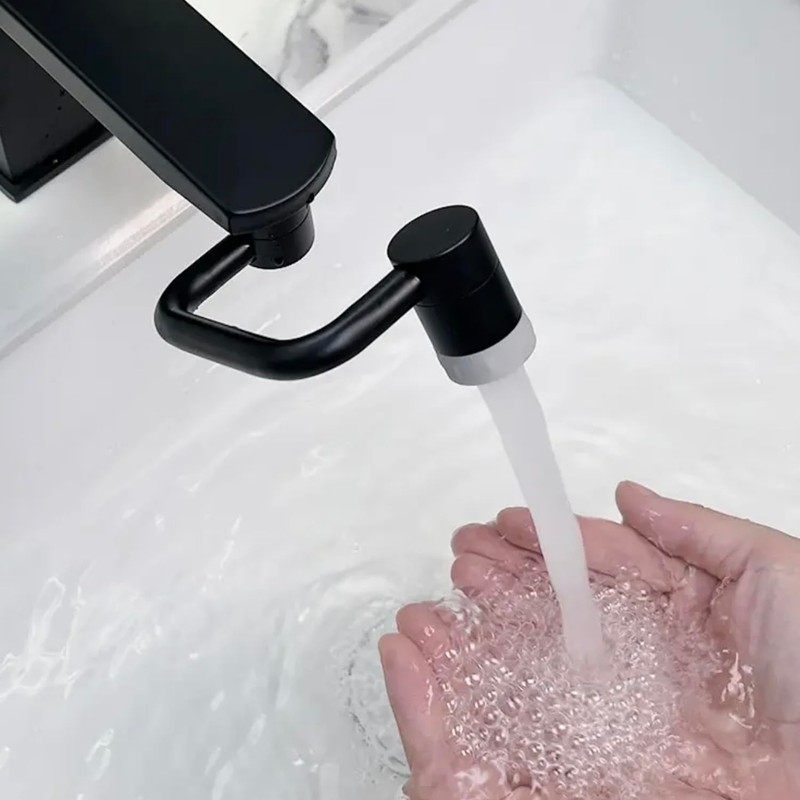 Matte Black Faucet Aerator, 1080° Swivel Faucet Extender, Kitchen Sink