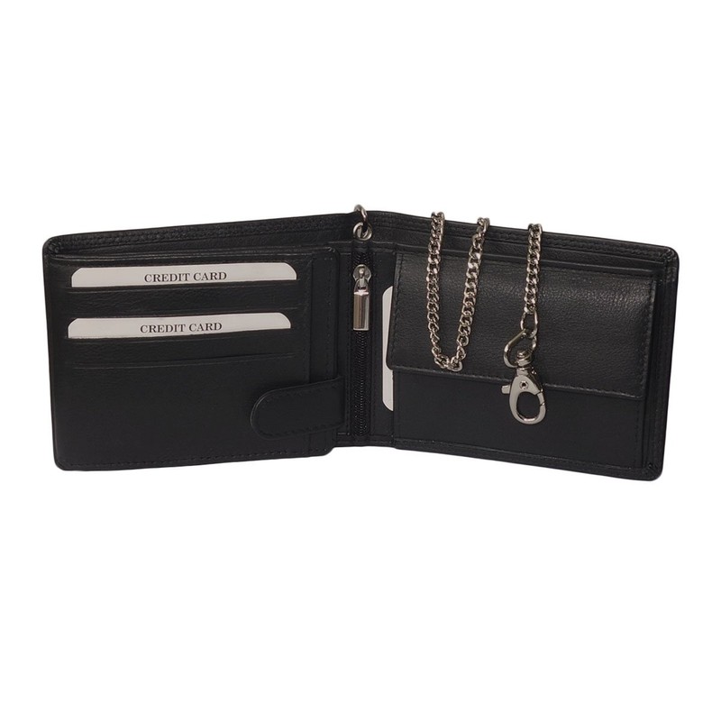 Chain Wallet Landscape Format, black, Elegant