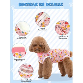 GUANMAIMART Traje De Recuperación para Perros Pequeños, Transpirable Y Elásticos, Evita Morder Y Lamer Heridas Después De La Cirugía, Protege Heridas Abdominales Y Enfermedades De La Piel