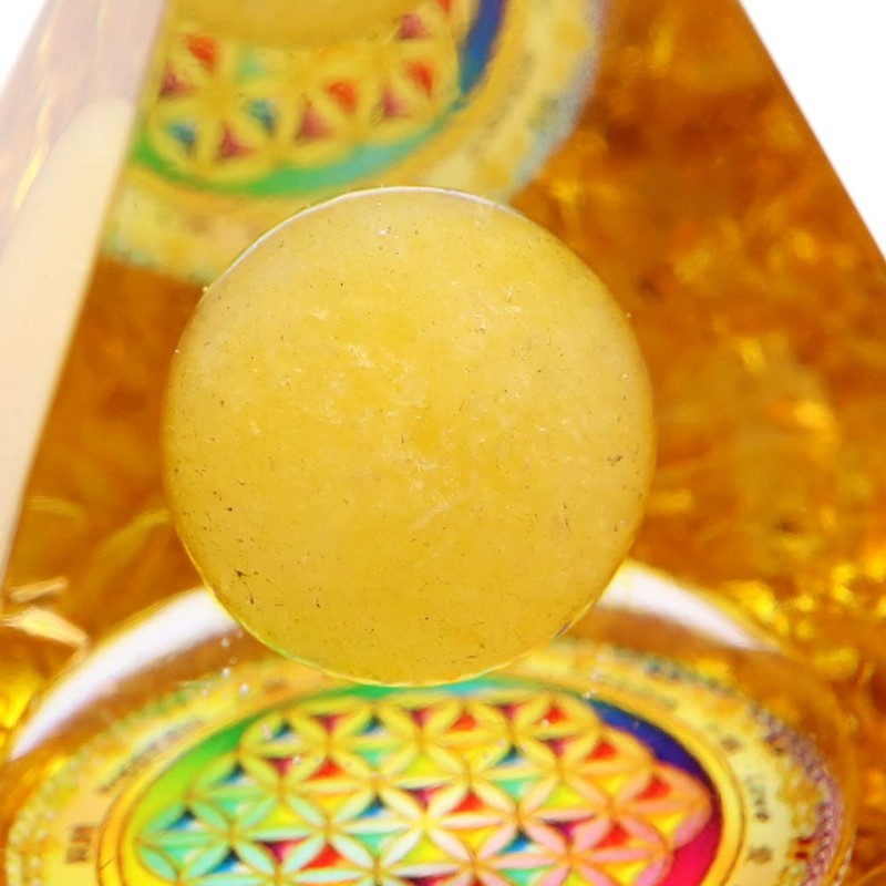 GOLD STONE Orgonite Pyramid Sculpture Natural Stone Power Stone Purification
