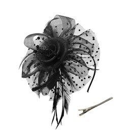 ZMD Fascinators Hat for Women Girls, Tea Party Mesh Flower Feather Kentucky Derby Hats with Headband and Clip Flower Mesh Ribbons Feathers Veil for Women Cocktail Party Tea Wedding (Black)