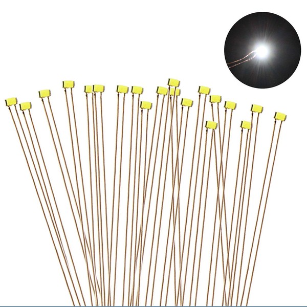 Evemodel C0402W 20pcs Pre-soldered micro 0.1mm Copper Wired WHITE SMD