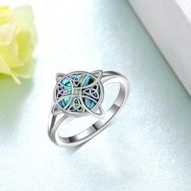 Feijiesi Celtic Witches Knot Ring 925 Sterling Silver Witch Ring Witches Knot Rings for Women Irish Wiccan Witch Jewelry Gifts for Women Size 7-9 (SIZE 7)