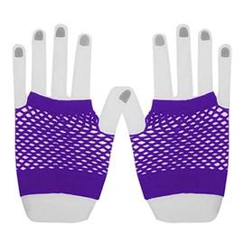 Lansonee 1 Pair Fishnet Gloves Fishnet Gloves Party Dress Skirt for Women and Girls-Purple