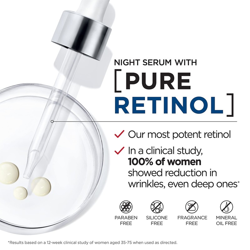 L'Oreal Paris Revitalift 0.3% Pure Retinol Night Serum, Reduce Deep