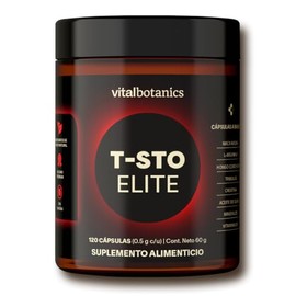 T-STO ELITE a base de Creatina, Zinc, Vitamina D3, L-arginina, Hongo Cordyceps, Tribulus y Citrato de Potasio | 120 Cápsulas (500mg c/u para 2 meses) | Suplemento Alimenticio VITALBOTANICS