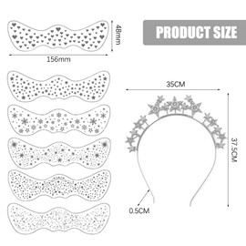 TOEECY Haarreif Sterne mit 6 Stück Gesichtstattoo Simulation Sommersprossen-Aufkleber Perlen Stirnband Haarband Haarschmuck Damen Glitzersteine Gesicht Stern Kostüm für Frauen Mädchen (Silber)