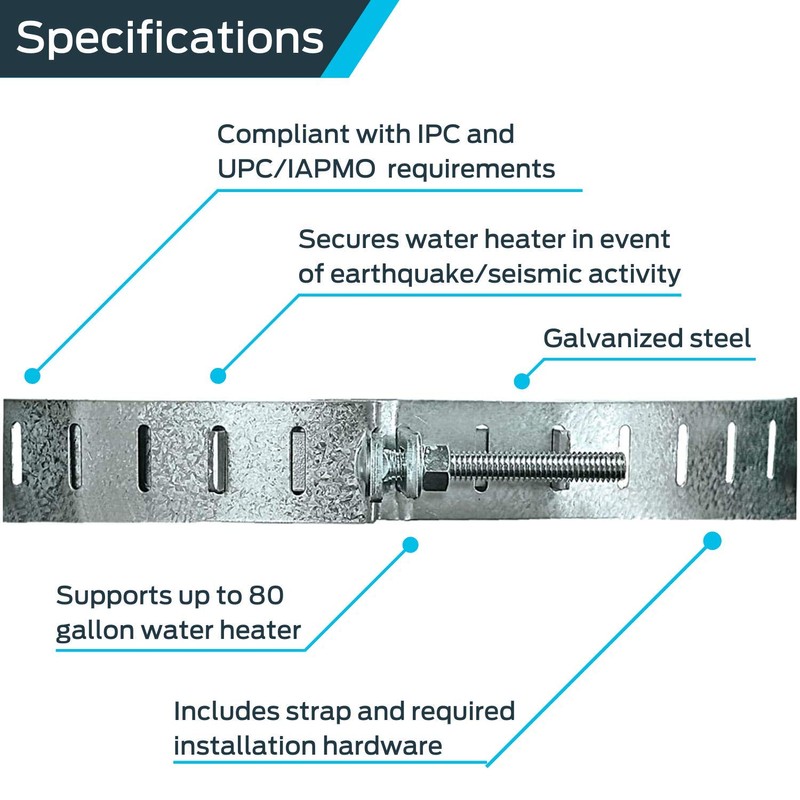 HoldRite QuickStrap for 80 Gallon Water Heater, Galvanized Stainless Steel,