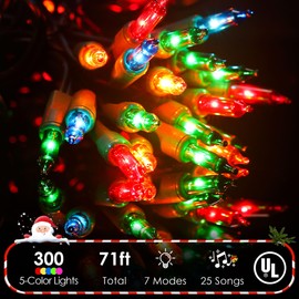 Enhon 300 Bulb Christmas Lights with Music, Musical Singing Christmas Lights with 25 Classical Holiday Songs, 7 Function Mode, Adjustable Volume and Mute (5 Color)