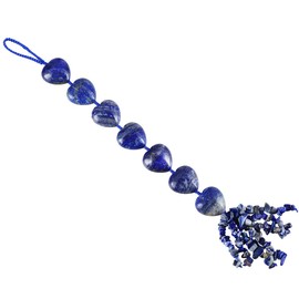 Nupuyai 30cm Lapis Lazuli Hanging Ornament Heart Shaped Car Window Decoration Stone Tassel Decoration Handmade Good Luck Meditation Reiki