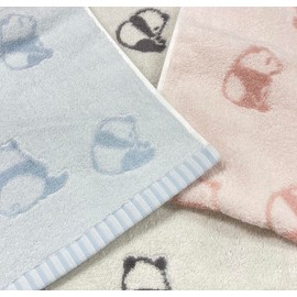 Imabari Towel Face Towel, Panda Pattern, Set of 3, Approx. 13.4 x 31.5 inches (34 x 80 cm), Made in Japan, Skin-friendly, Nursery School, Babies, Napping, Kindergarten, Water Absorbent, Fluffy, Cotton