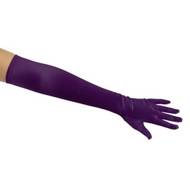 22" Classic Adult Size Opera Length Satin Gloves, Plum