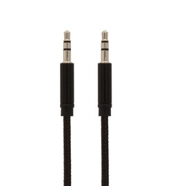 3.5mm Jack to Jack Headphone Aux Audio Cable Male Lead Phone Stereo PC Car Nylon (Black)