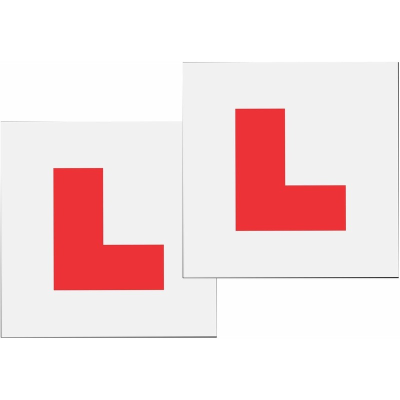 Magnetic L Plates for Learner Drivers, Red and White, 2-Pack