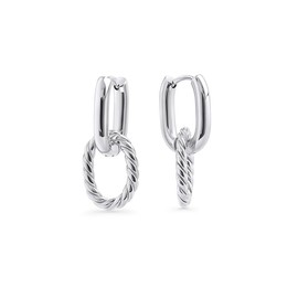 Hypoallergenic Nautical Chic 2-in-1 Huggie Earrings With Removable Twisted Hoop - Premium 316L Stainless Steel - Waterproof And Allergy Free