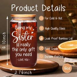 Qubereeree Sisters Gifts from Sister - I Love You Sis 12oz Coffee Tumbler for Besties, Best Sister Ever Gift for Women, Christmas Mothers Day Birthday Gifts for Mom Grandma Sisters Daughter-107
