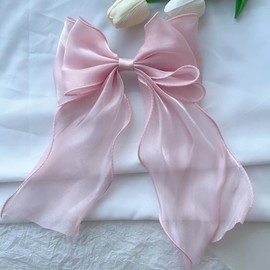 Uoocg Silky Hair Bow Women's Hair Clip with Large Bow French Hair Bows Clip for Women Girls (Pink)