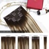 Moresoo Clip in Hair Extensions Real Human Hair Ombre Brown