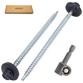 SKIR'CO (Pack of 50) Painted Roofing Screws 4.8 x 100 mm, Hex Head Self Drilling Screws with EPDM Washers (Anthracite Grey, RAL 7016)