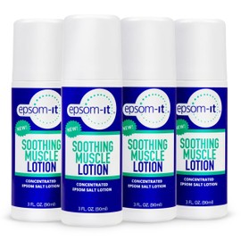 EPSOM-IT Soothing Muscle Lotion - Roll On Epsom Salt Lotion with Arnica for Muscle Stiffness, Leg, Knees and Feet Discomfort, Topical Magnesium Cream, 3oz, 4-pack