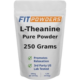 L-teanina en polvo – 100% puro, sin OMG, sin gluten, estado de ánimo y suplemento cognitivo, alivio del estrés y relajación, cuchara incluida – Polvo de ajuste (250 gramos)