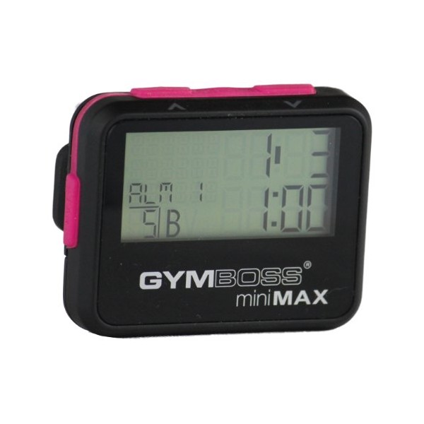 Gymboss miniMAX Interval Timer and Stopwatch - Black / Pink SOFTCOAT