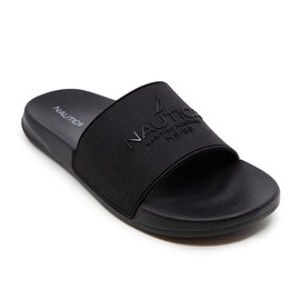 Nautica Men's Athletic Slide Comfort Sandal-Porter-Black Black-Size-12
