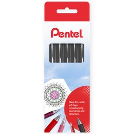 Pentel Pentel Black Original Sign Pen S520 Fibre Tip Marker Pens Colour Fineliner 2mm Nib 1mm Line Width (Pack of 6) (Green) (Black)