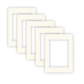 nielsen Conservation Passepartout Cardboard 1.5 mm | Set of 5 | External Format 13 x 18 cm for Picture Format 9 x 13 cm | Cream White | Textured Surface