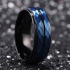 King Will Hammer 8mm Blue Hammered Tungsten Carbide Ring Black