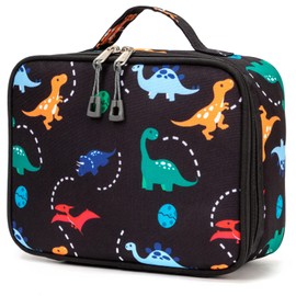JinBeryl Insulated Lunch Box Bag for Kids Boys, Size for Preschool, Kindergarten, or Travel, Dinosaur Black