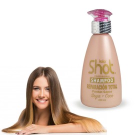 shampoo reparación total soya y coco, hidratante para puntas abiertas, cabello reseco, dañado, teñido o decolorado. hidratación, salud y vitalidad para tu cabello.