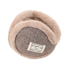 Surblue Unisex Ear Earmuffs Warm Faux Furry Winter Outdoor Ear Warmers Behind-the-Head Adjustable & Foldable Ear Covers(Khaki,F)