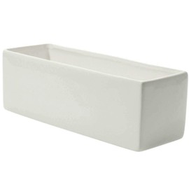 Glossy White Ceramic Planter - 4 x 12 Inches - Urban Rectangular Pot for Succulents - Modern Planter for Office or Home