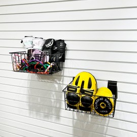 ATOOLA Slatwall Baskets 15 Inch, Large Slatwall Wire Baskets, Heavy-Duty Slat Wall Hanging Bins for Garage, Shops, Rooms, 2 Pack