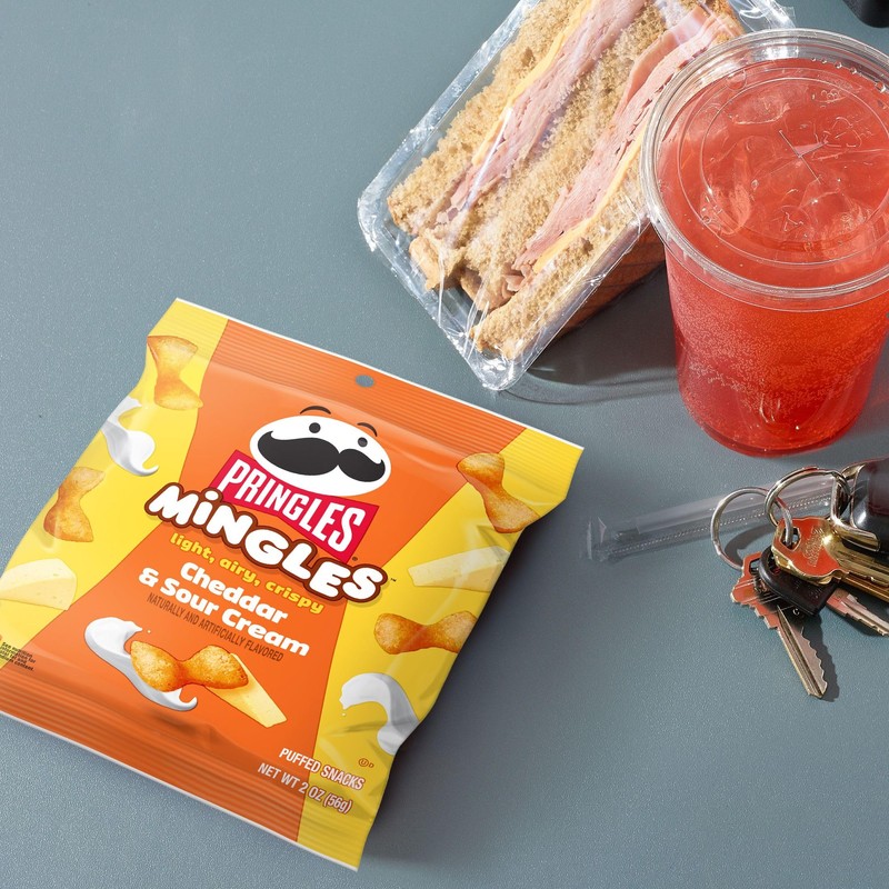 Pringles Mingles Puffed Snacks, Cheddar and Sour Cream, Cheese Puffs,