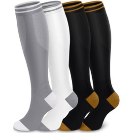 ACTINPUT 4 Pairs of Compression Socks for Men and Women, Colourful Support Stockings, Compression Socks for Sports, Flight, Running, Travel, Cycling, Nurse