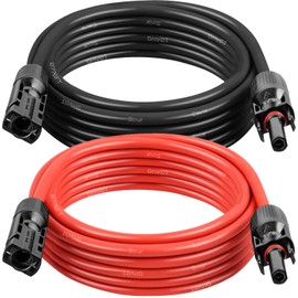 MOOKEERF Solar Panel Extension Cable - 10AWG 10FT Solar Wire with Female & Male Waterproof Connector PV Wire for RV, Photovoltaic Systems, Home, Boat, Solar Panels, Car(10FT Red + 10FT Black)