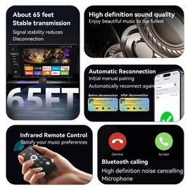 Bluetooth 5.4 Audio Receiver, 4 in 1 Wireless Adapter for Home Stereo, HiFi Sound, Long Range, 3D Surround, aptX HD Low Latency, Optical/RCA/AUX/3.5mm/Coaxial, Works with Smartphones & Tablets