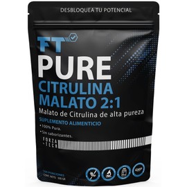 Citrulina Malato de Alta Pureza 300g 60 servicios - FT Pure Malato de Citrulina 100% Pura - Pre Entreno Precursor de Oxido Nitrico - Sin saborizantes, Sin excipientes.