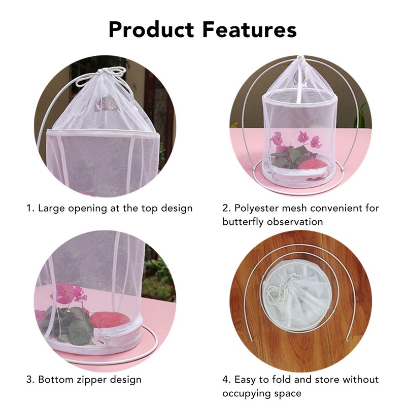 Cylindrical Iron Frame Hanging Cage Butterfly Habitat Cage Ornamental Outdoor