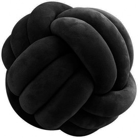 SZETOSY Knotted Ball Throw Pillow Round Plush Decoration Cushion for Sofa Bed Bedroom 25cm Black