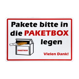 TNSLAND Parcel Box Sign "Pakete bitte in die Paketbox legen" 20 x 30 cm, Aluminium Parcel Box Sticker with UV Protection